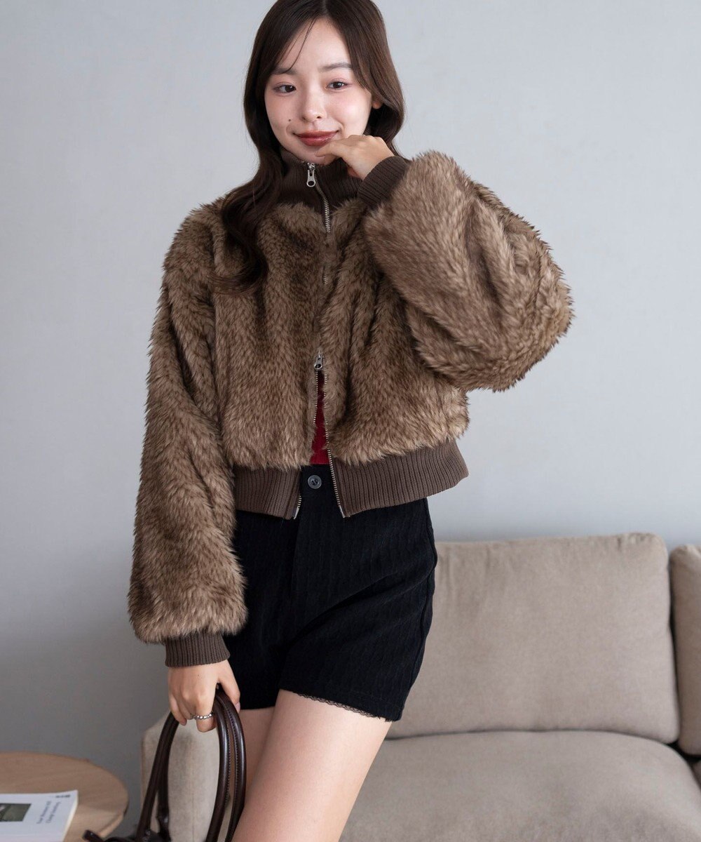 WEGO 【25年秋冬新作】フェイクファーショートブルゾン 