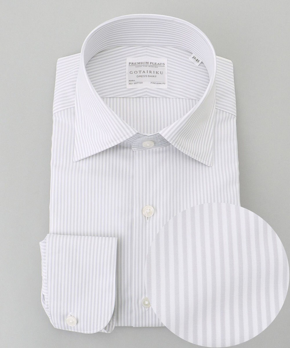 GOTAIRIKU 【形態安定】PREMIUMPLEATS_セミワイドカラー 通年ドレスシャツ_ストライプ(25年春夏モデル) 