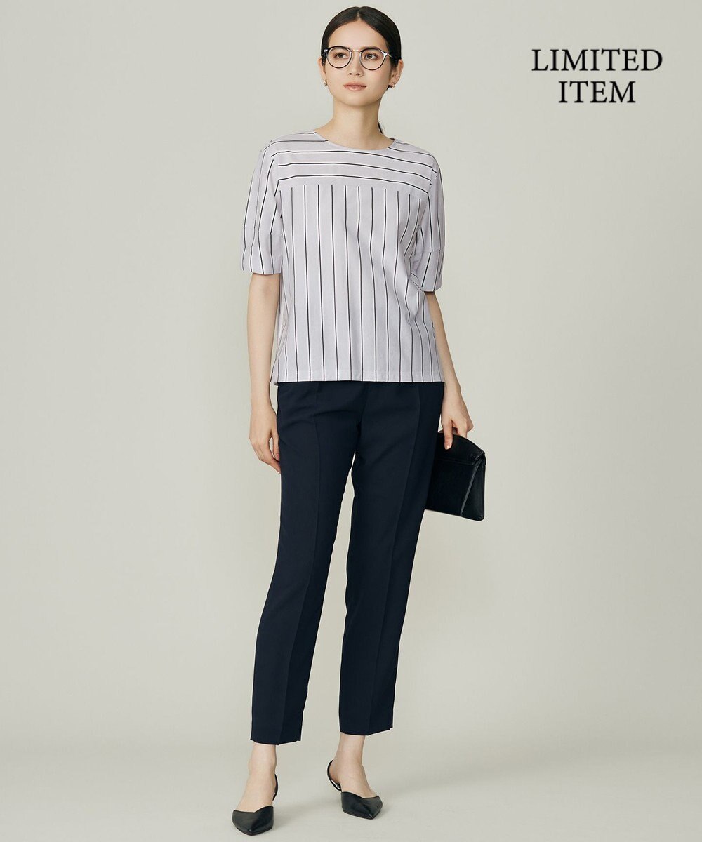 自由区 【WEB限定・洗える】ストライプハイゲージジャージー カットソー 