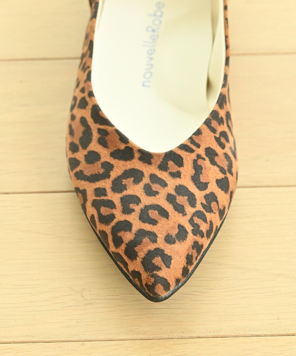 nouvelleRobe Oū 【本革・高反発】Pointed-plain ポインテッドトゥ Vカットレオパードパンプス 