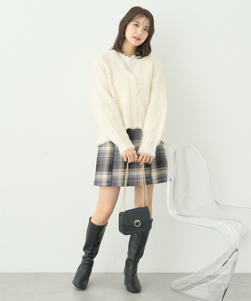 earth music&ecology フワフワパールニットカーディガン 