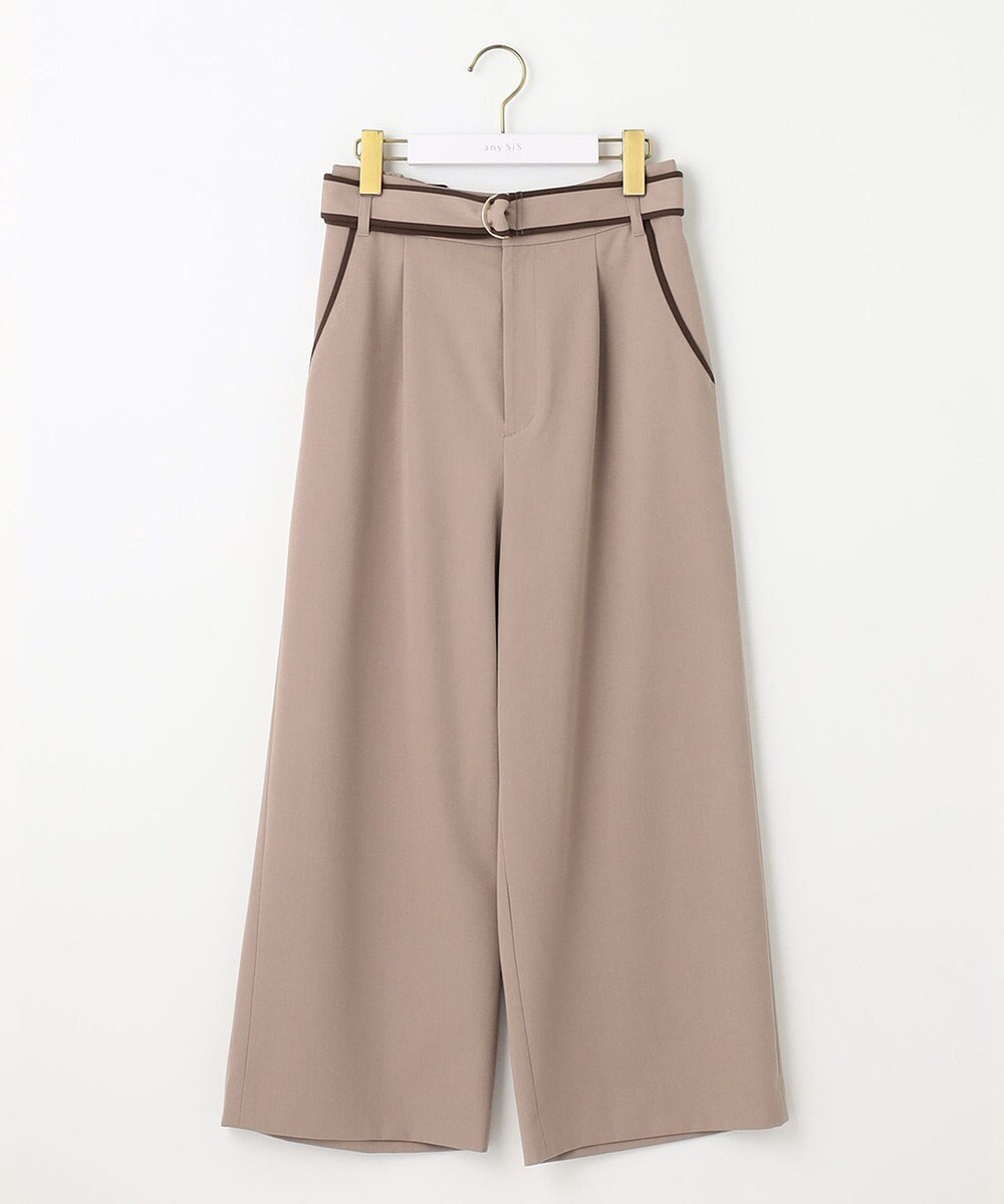 ANY SIS 【洗える】バイカラートリミングワイド パンツ 