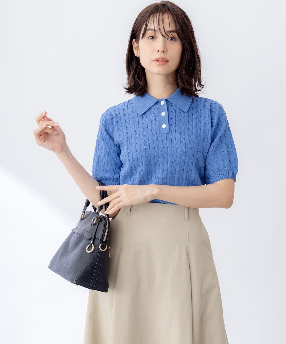 組曲 L ポロ襟 ニットプルオーバー 