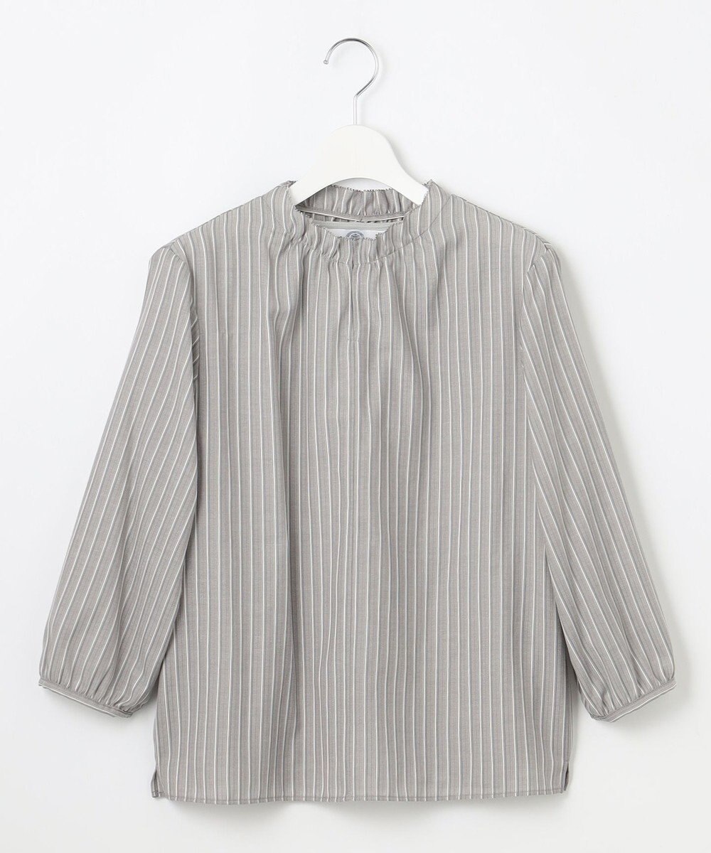 J.PRESS LADIES L プロビスストライプチェック フリルネック カットソー 