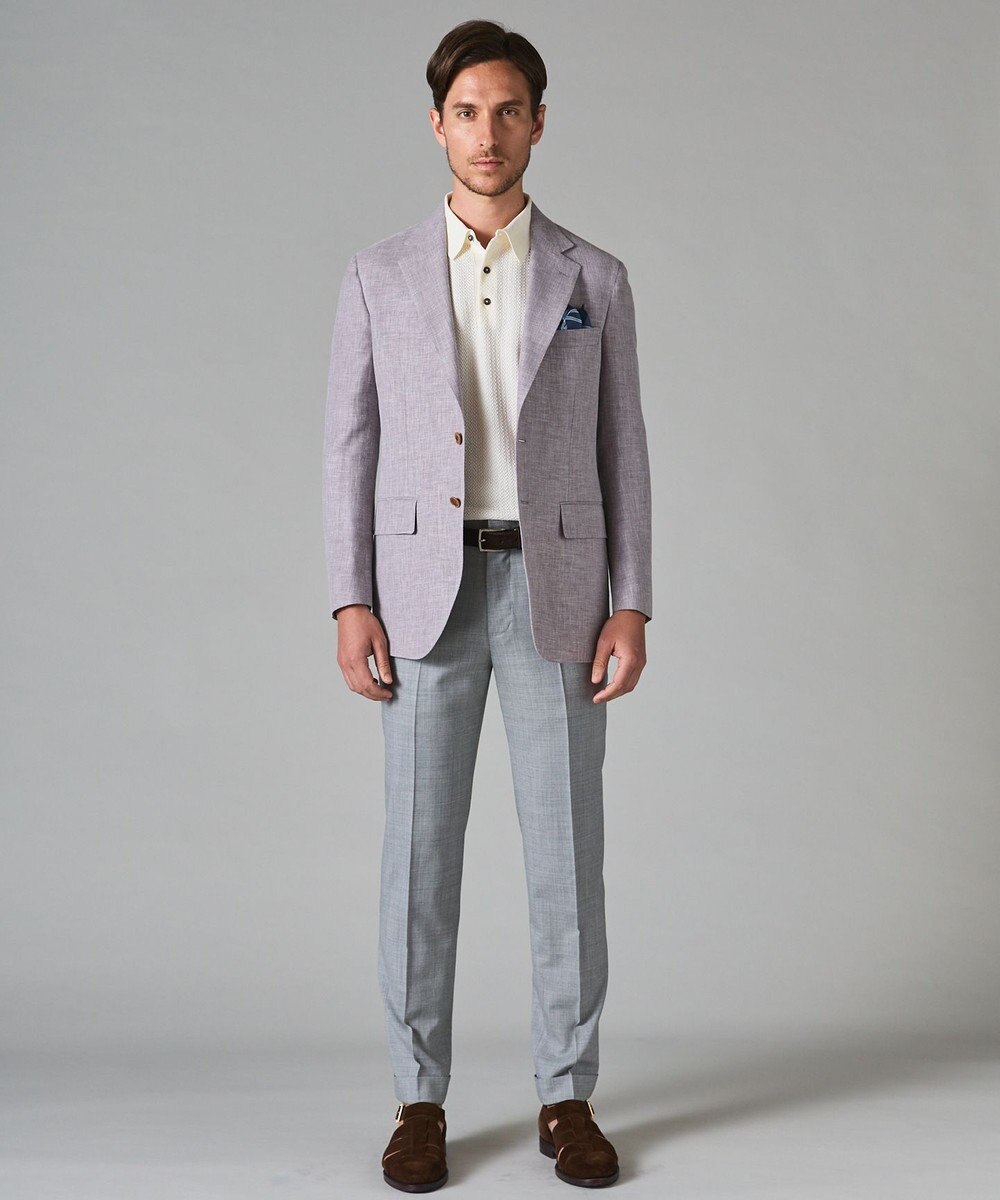 GOTAIRIKU ロングセラー【洗える/折り目加工/シワになりにくい/ウエストアジャスター】ウォッシャブル サマーウール100％パンツ_限定色(ノータック)23/24年モデル 