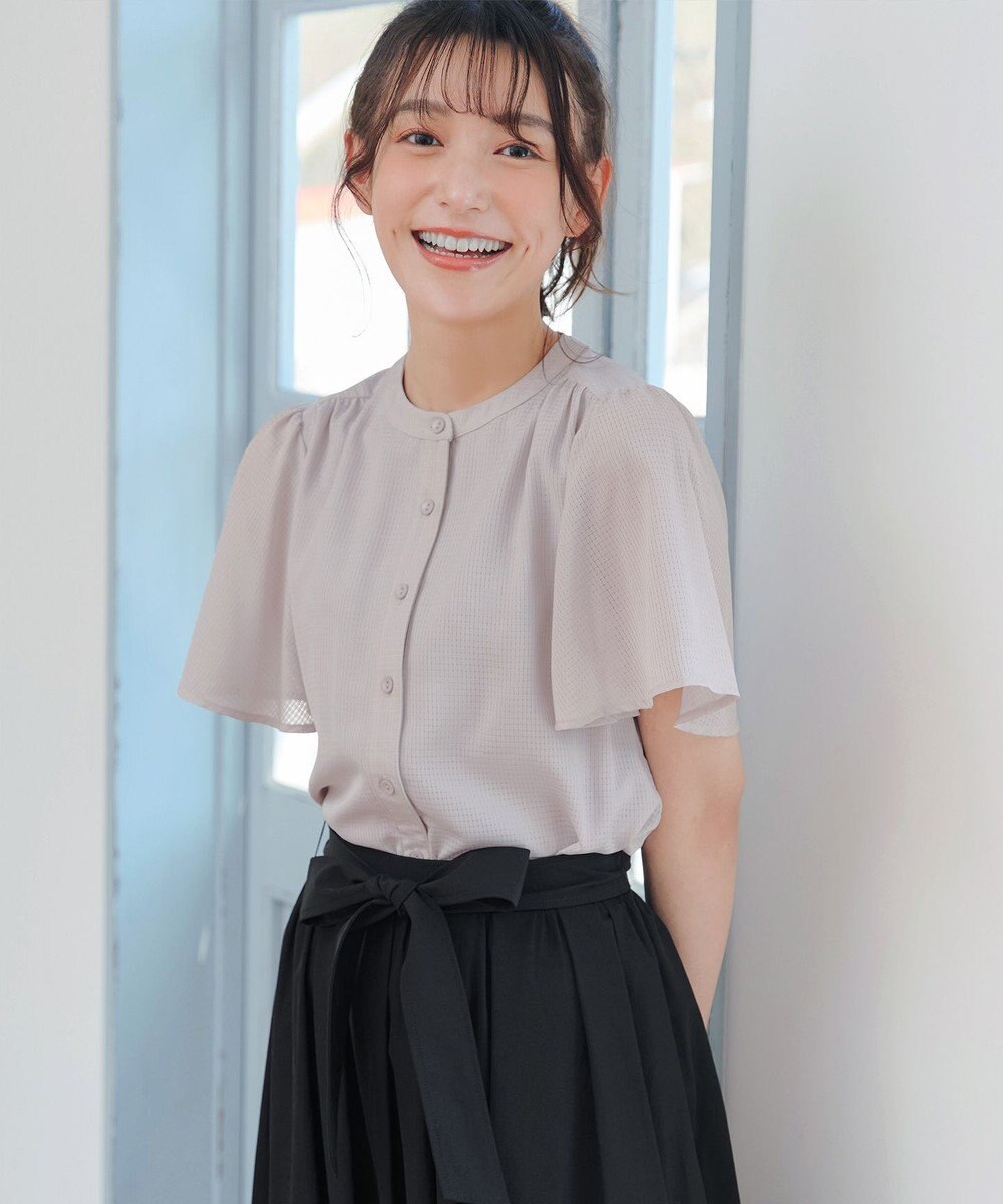 Tiaclasse 【セットアップ対応・洗える】シアーチェックブラウス 