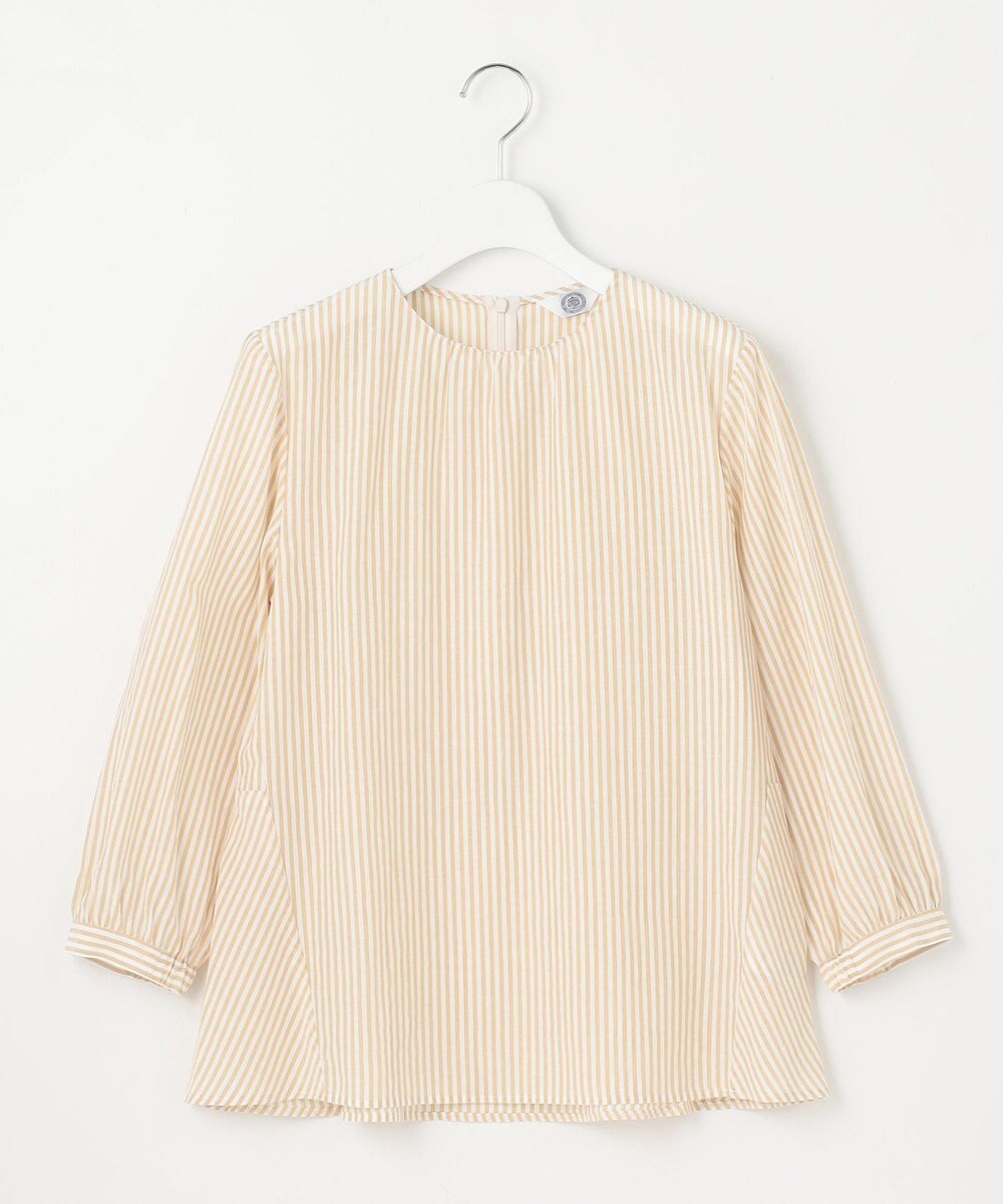 J.PRESS LADIES S 【洗える】コットンアセVis ストライプ クルーネック ブラウス 