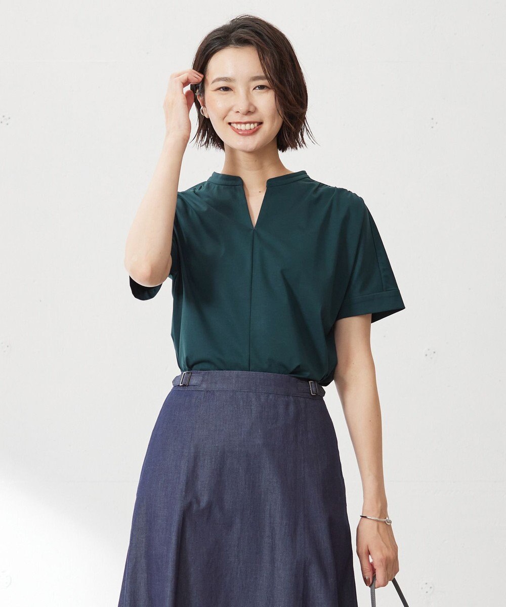 J.PRESS LADIES S プレーティングジャージー バンドカラー カットソー 