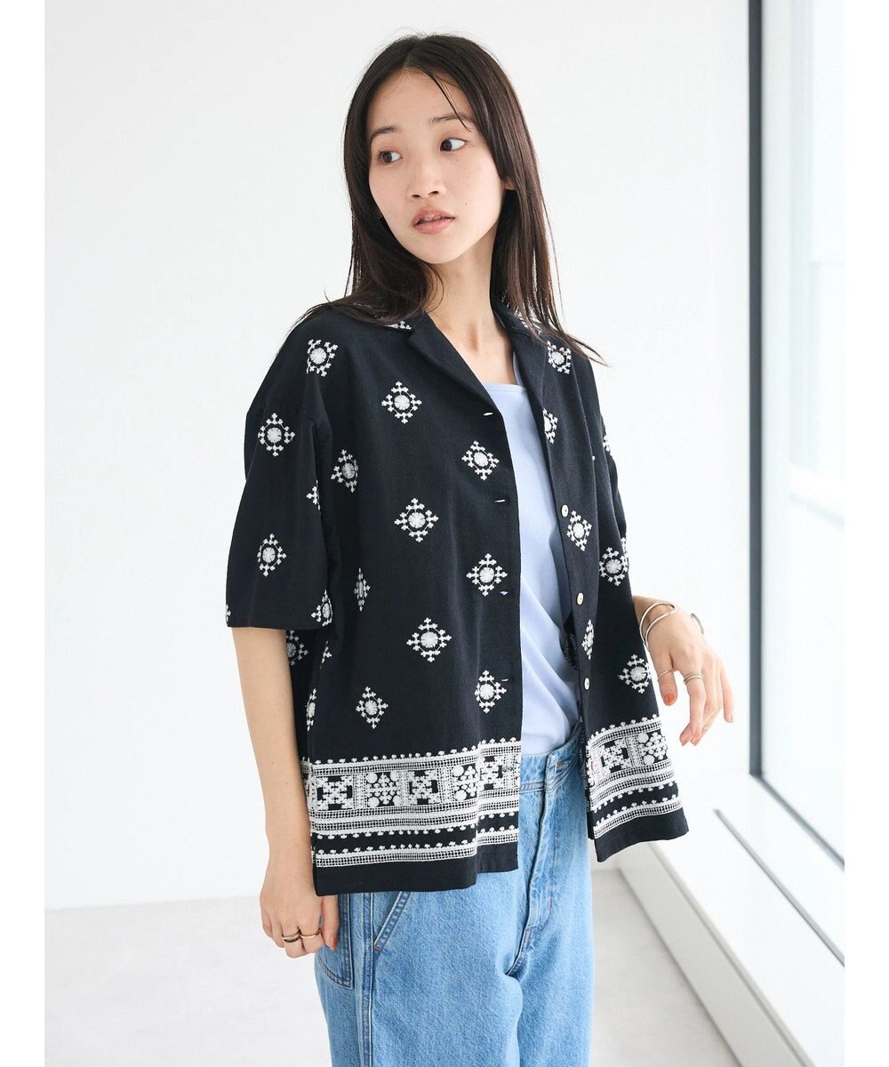 CRAFT STANDARD BOUTIQUE パネル刺繍開襟シャツ 