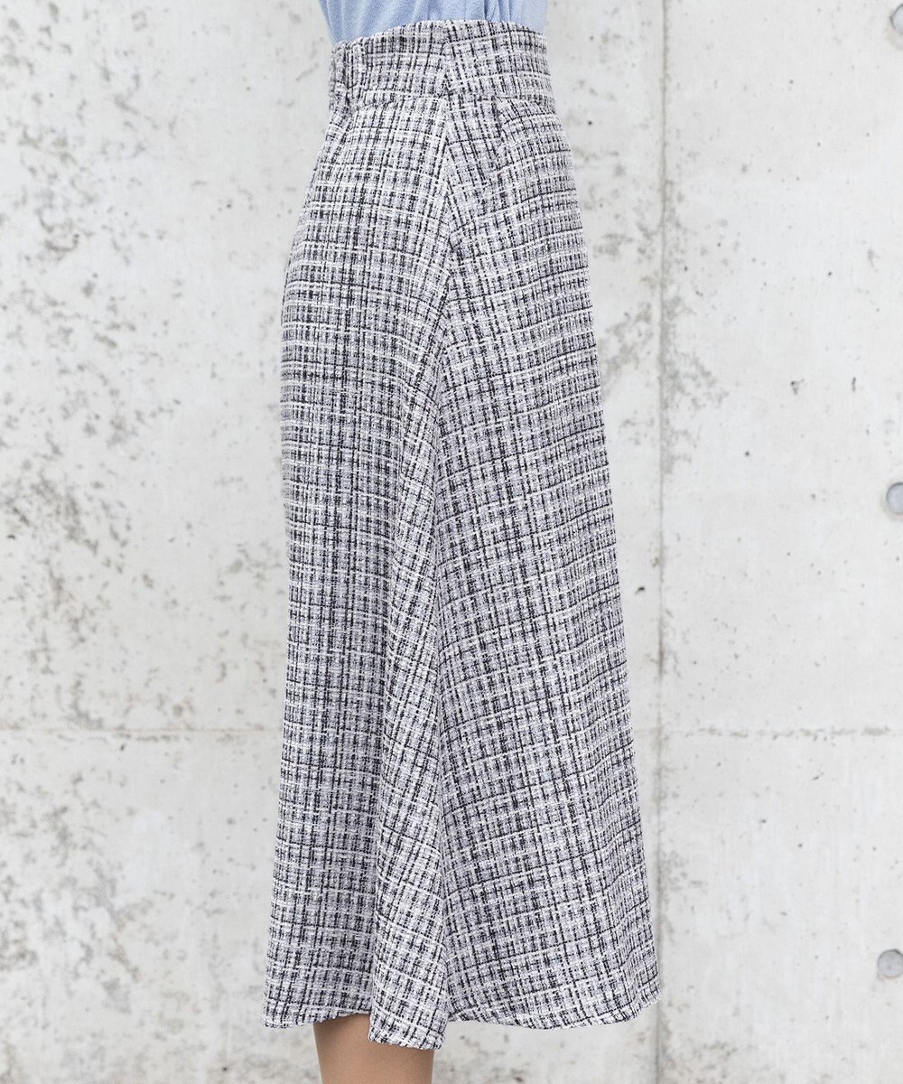 Tiaclasse 【洗える】大人華やかなツイードフレアスカート 