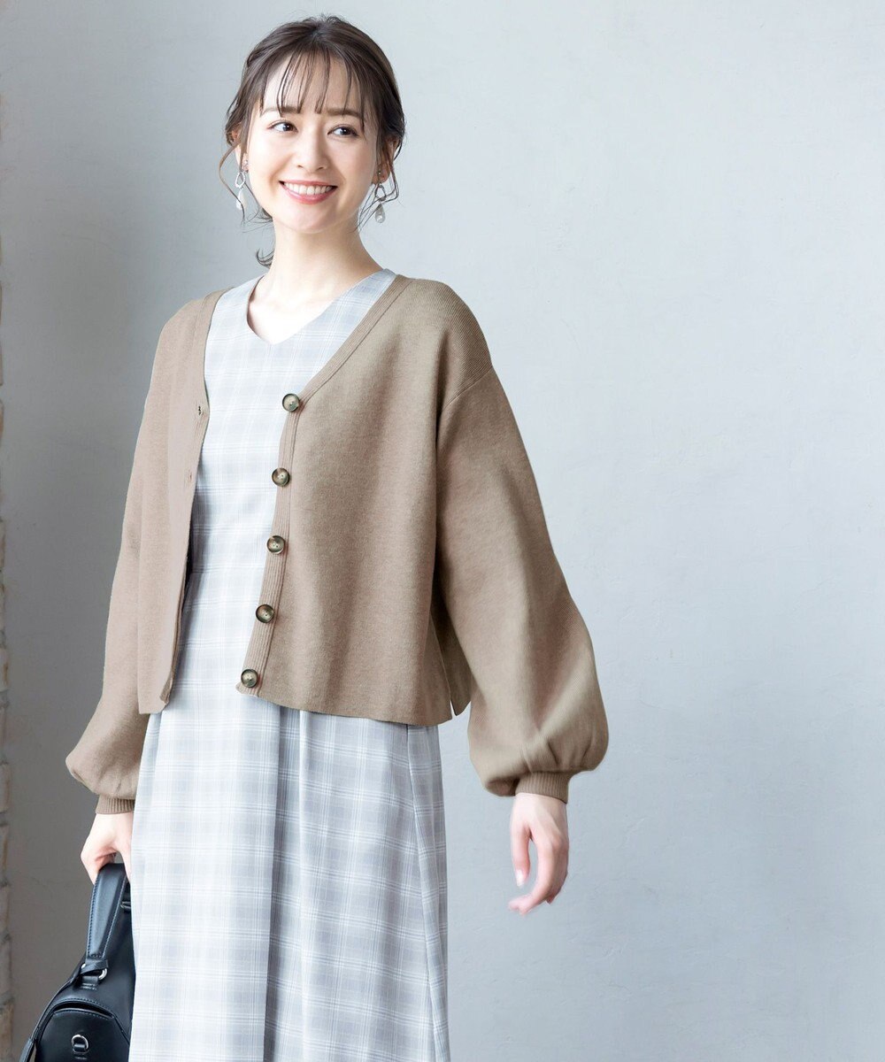 Tiaclasse 【洗える】大人上品なニットカーデ＋ワンピースセット 