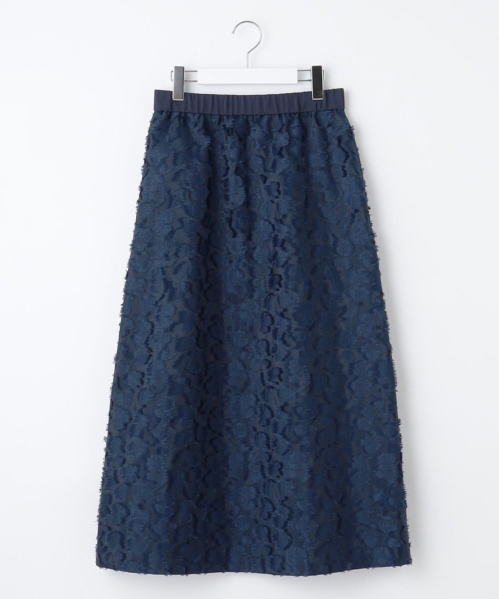 自由区 【洗える】フラワーカットジャガード スカート 