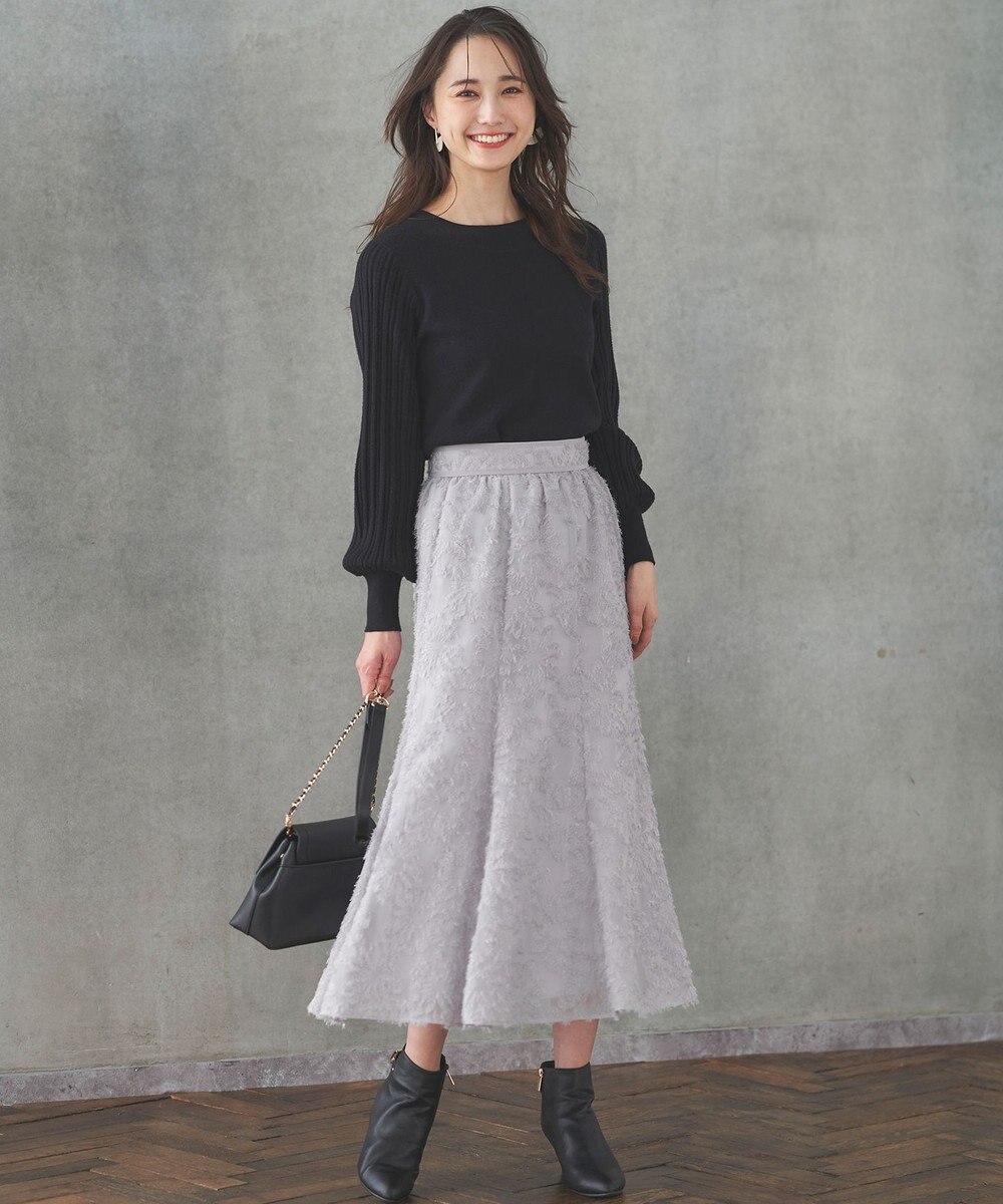 ANY SIS 【洗える】フェザーフラワージャカード スカート 