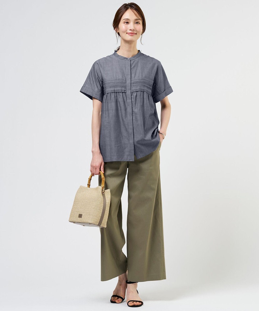 J.PRESS LADIES S 【人気素材】セルロースリネンストレッチ セミワイド パンツ 