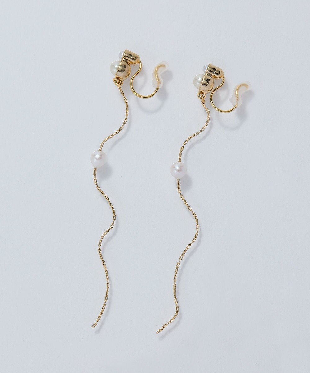 Phoebe 【痛くないシリーズ】ルミナスパールロングライトフィットイヤリング　ゴールド 