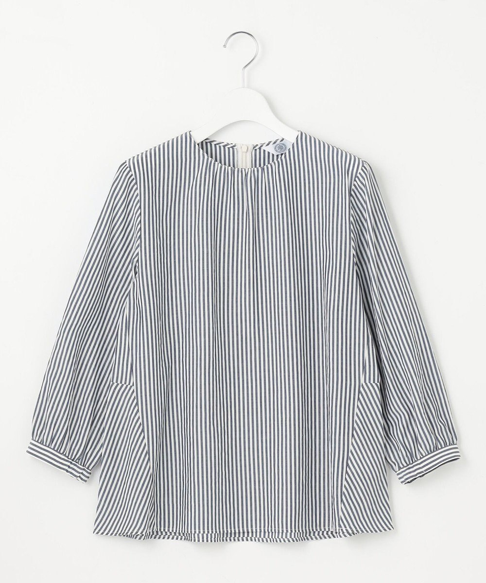 J.PRESS LADIES S 【洗える】コットンアセVis ストライプ クルーネック ブラウス 