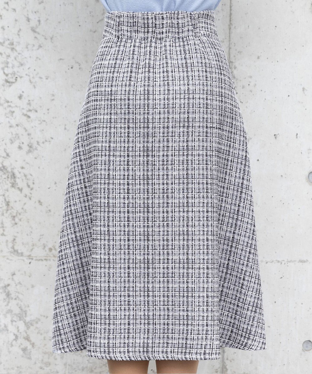 Tiaclasse 【洗える】大人華やかなツイードフレアスカート 