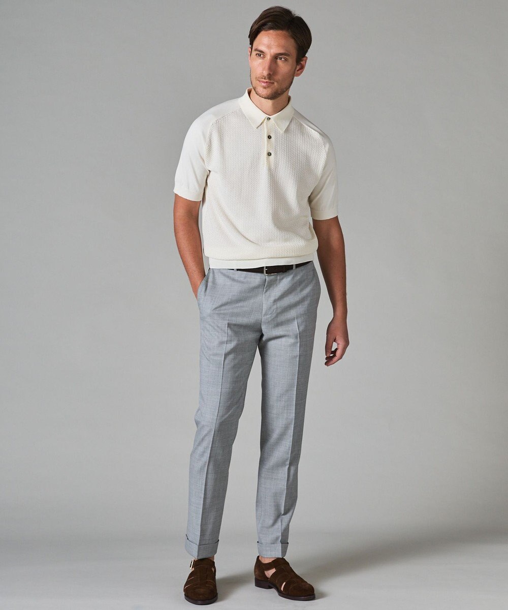 GOTAIRIKU ロングセラー【洗える/折り目加工/シワになりにくい/ウエストアジャスター】ウォッシャブル サマーウール100％パンツ_限定色(ノータック)23/24年モデル 