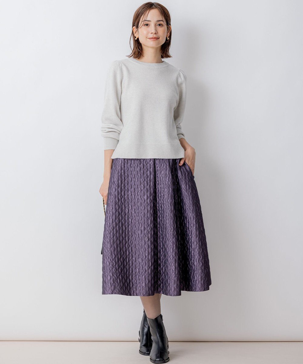 組曲 【8色展開・前後着用可】ウールカシミヤミックス パフスリーブ ニット 