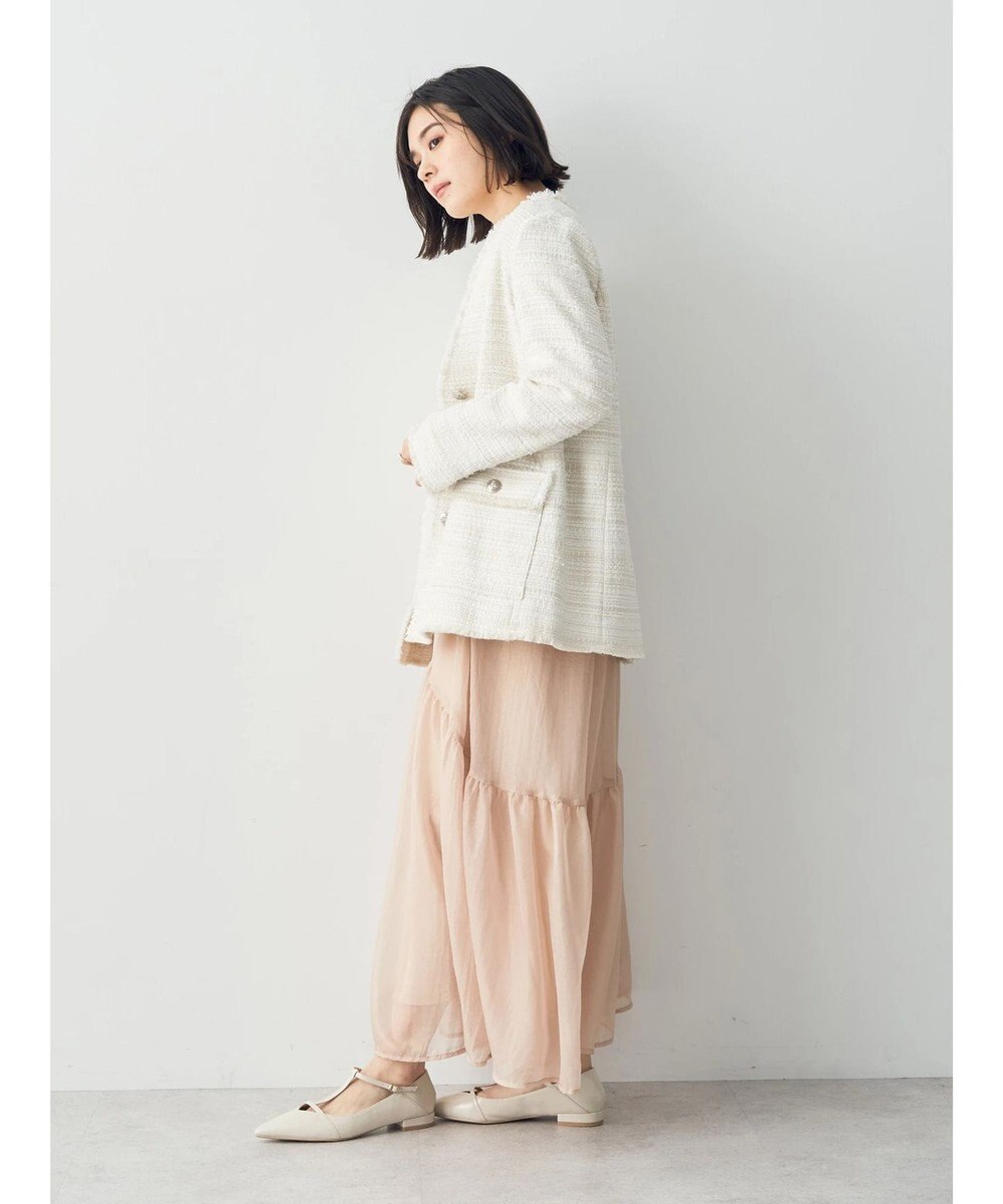 YECCA VECCA 箔プリントシアーギャザースカート 