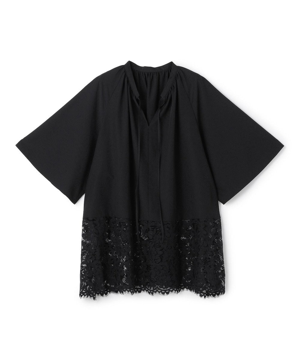 UNFILO L レースヘム ギャザーブラウス 