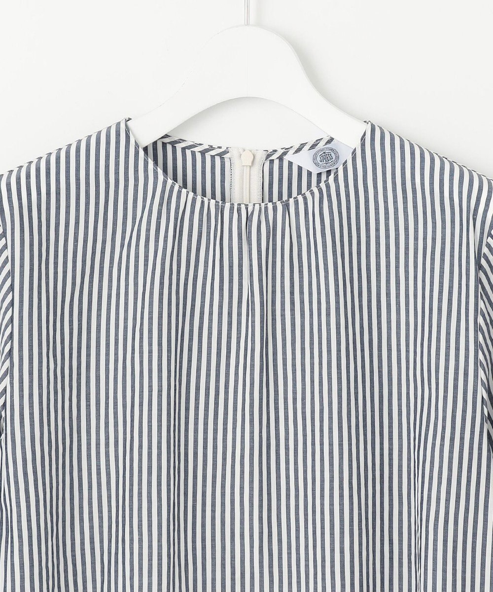 J.PRESS LADIES S 【洗える】コットンアセVis ストライプ クルーネック ブラウス 