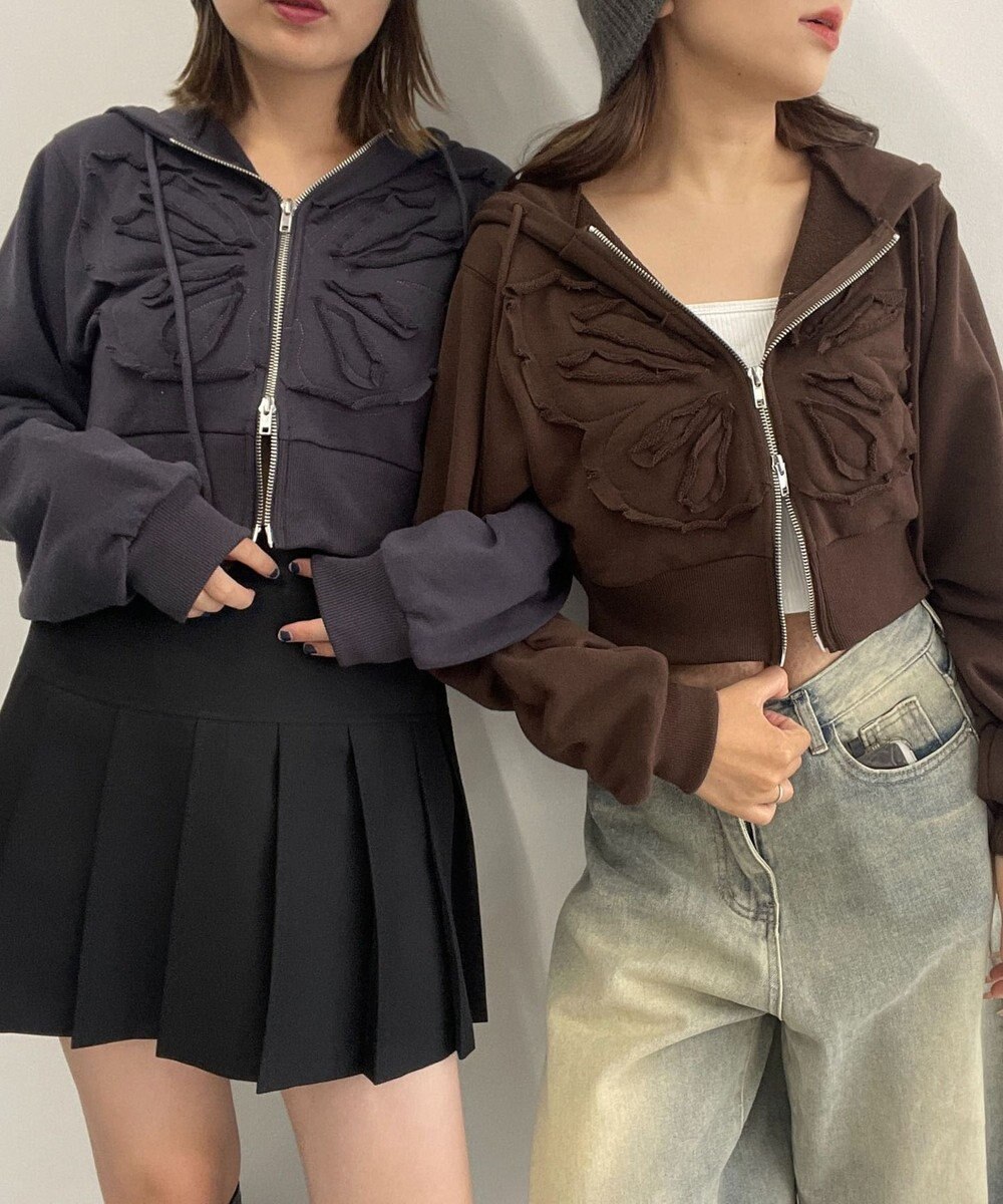 WEGO バタフライWジップショートパーカー 