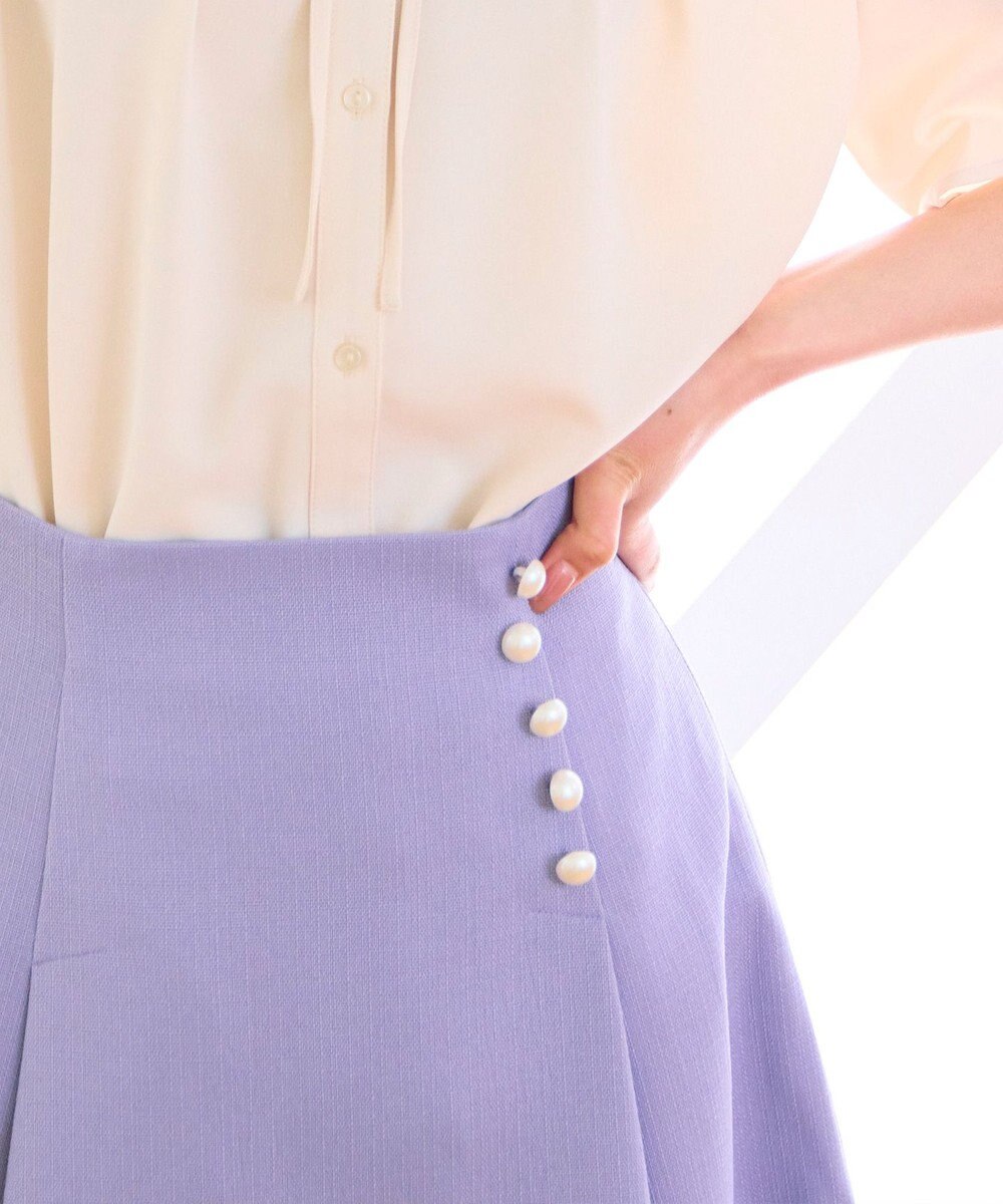 Feroux 【洗える】パールボタン付きフレア スカート 