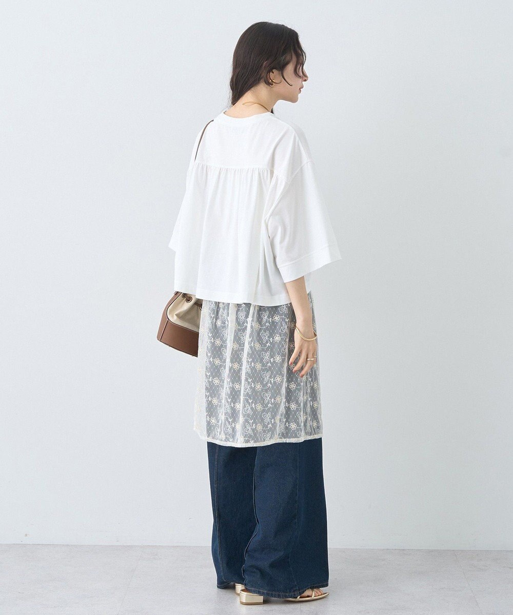 earth music&ecology フラワー刺繍レイヤードスカート 