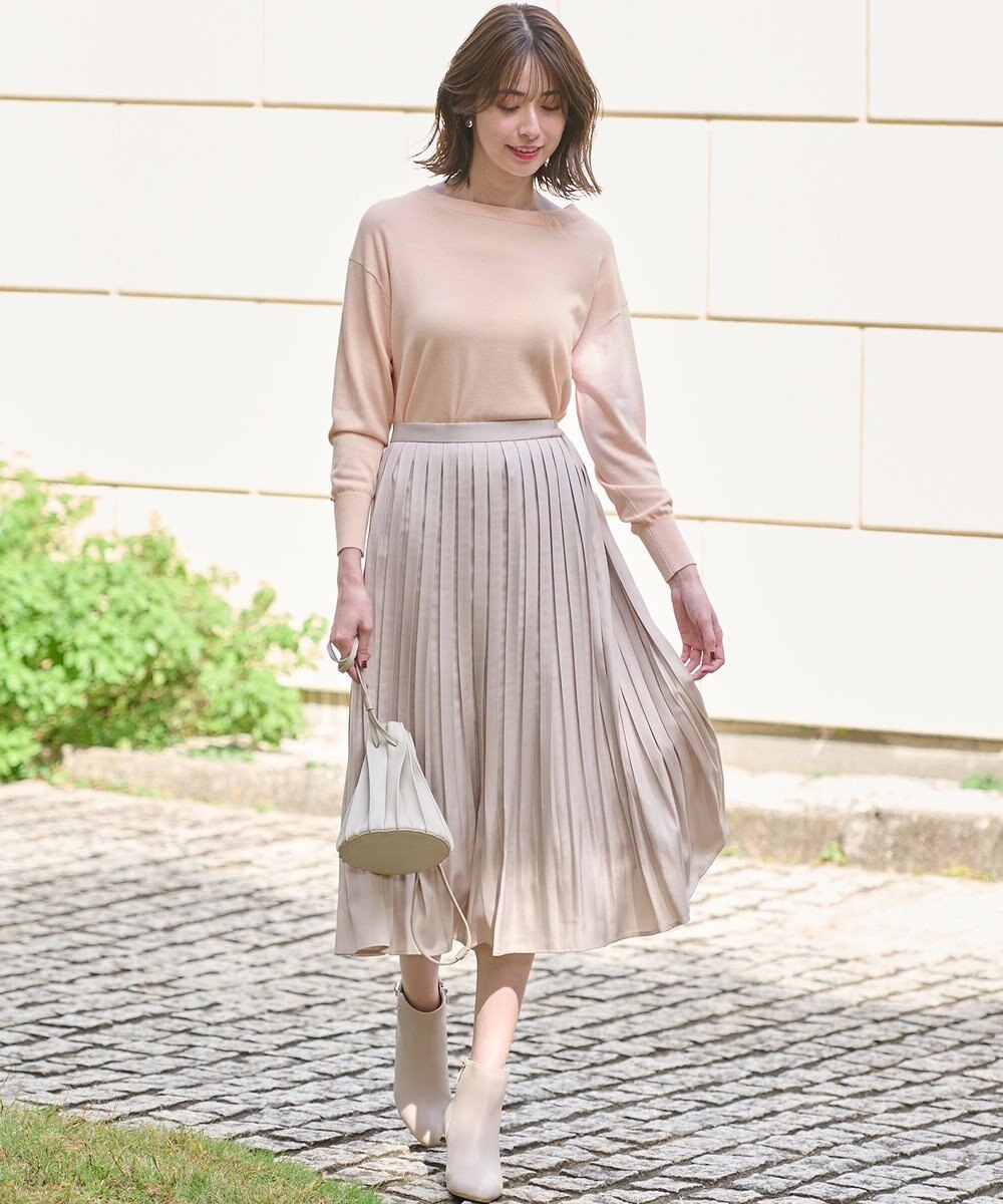 ANY SIS 【洗える】ブライトサテンプリーツ スカート 