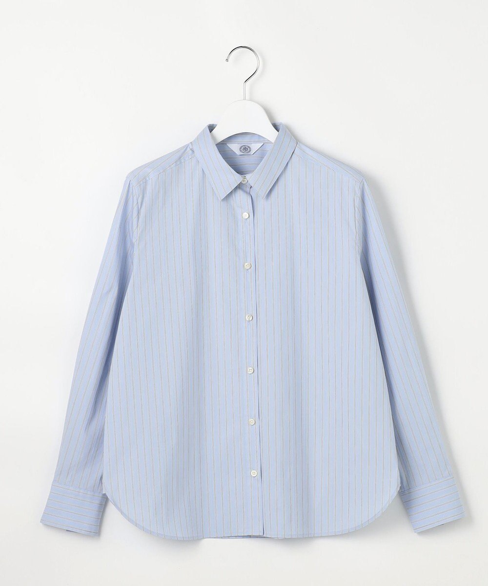 J.PRESS LADIES BEZコットンナイロン ストライプ シャツカラー ブラウス 