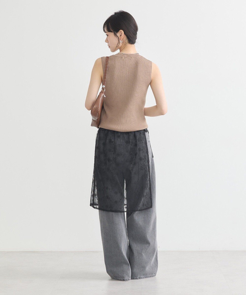 earth music&ecology フラワー刺繍レイヤードスカート 