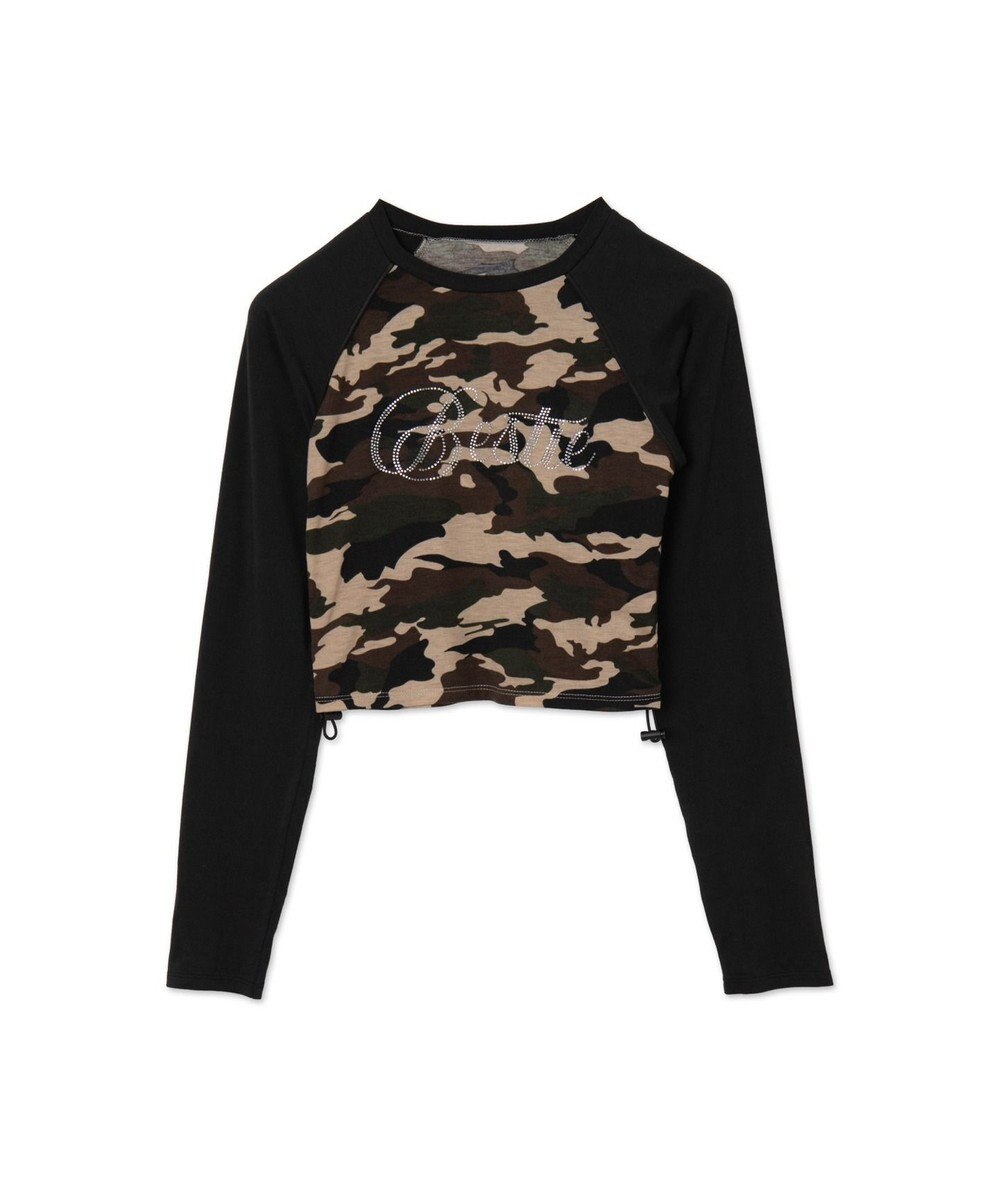 WEGO ラインストーンサイドドロストラグランロンT 