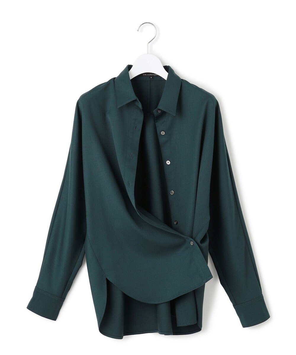 23区 【滝沢眞規子さん着用/洗える】メリノウールサテン 2WAYドルマンスリーブシャツ 