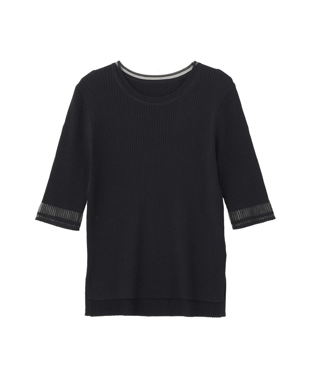 YECCA VECCA シアーMIX5分袖ニット 