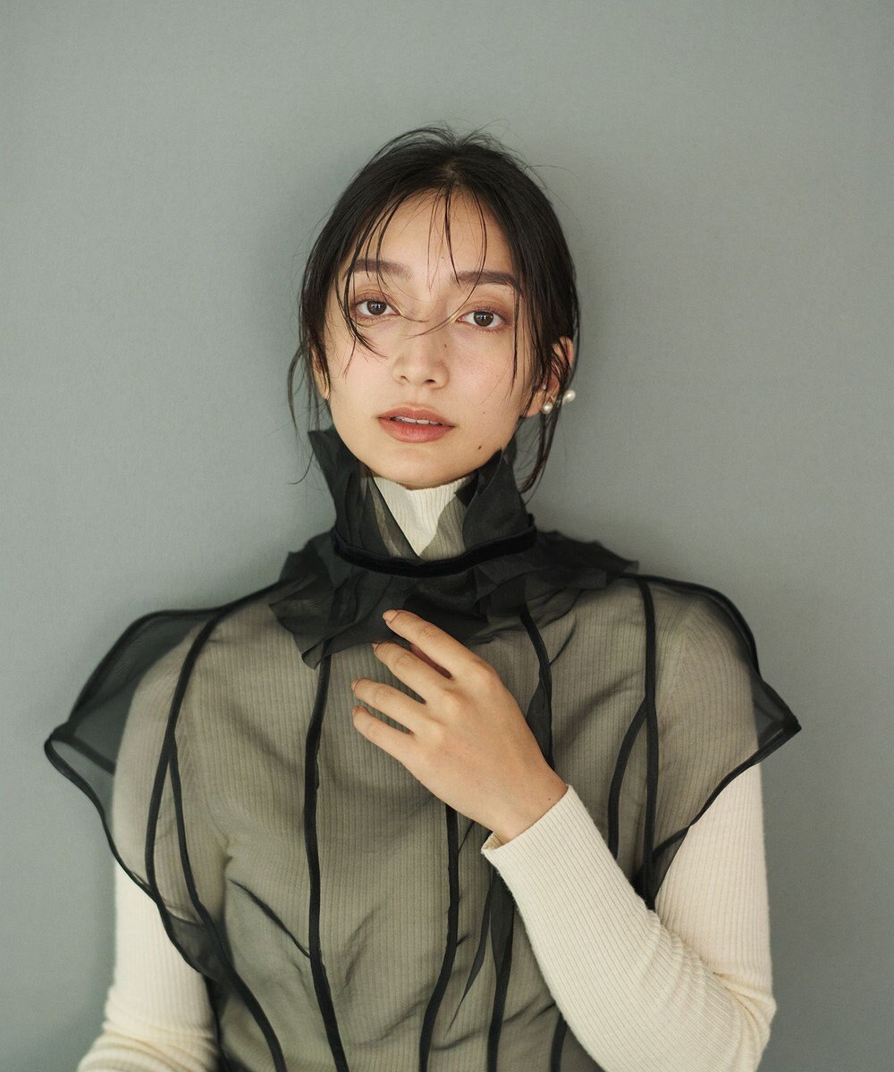 #Newans オーガンジーパネルブラウス 