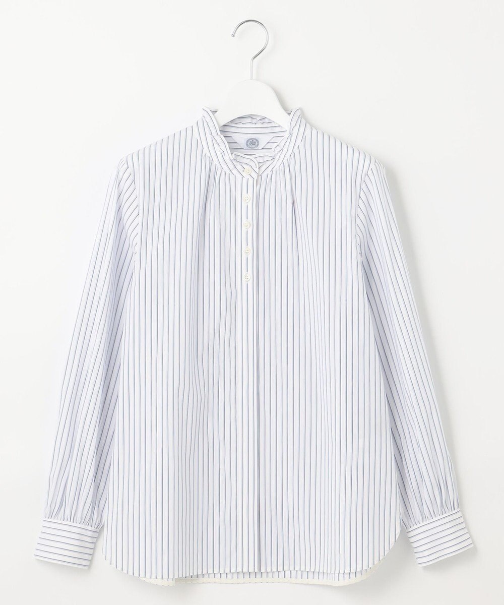 J.PRESS LADIES L 【洗える】 BEZ VEGA フリル ストライプ ブラウス 