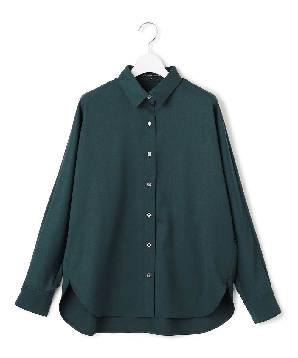 23区 【滝沢眞規子さん着用/洗える】メリノウールサテン 2WAYドルマンスリーブシャツ 