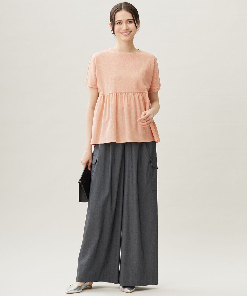 自由区 【カタログ掲載・接触冷感・UVカット・洗える】デニムライクボトムフレアワイド パンツ 