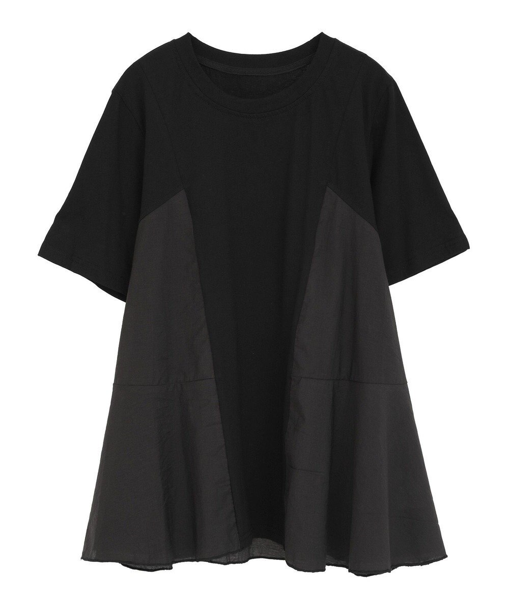 YECCA VECCA 【DOLL UP OOPS】異素材切替フレアートップス 