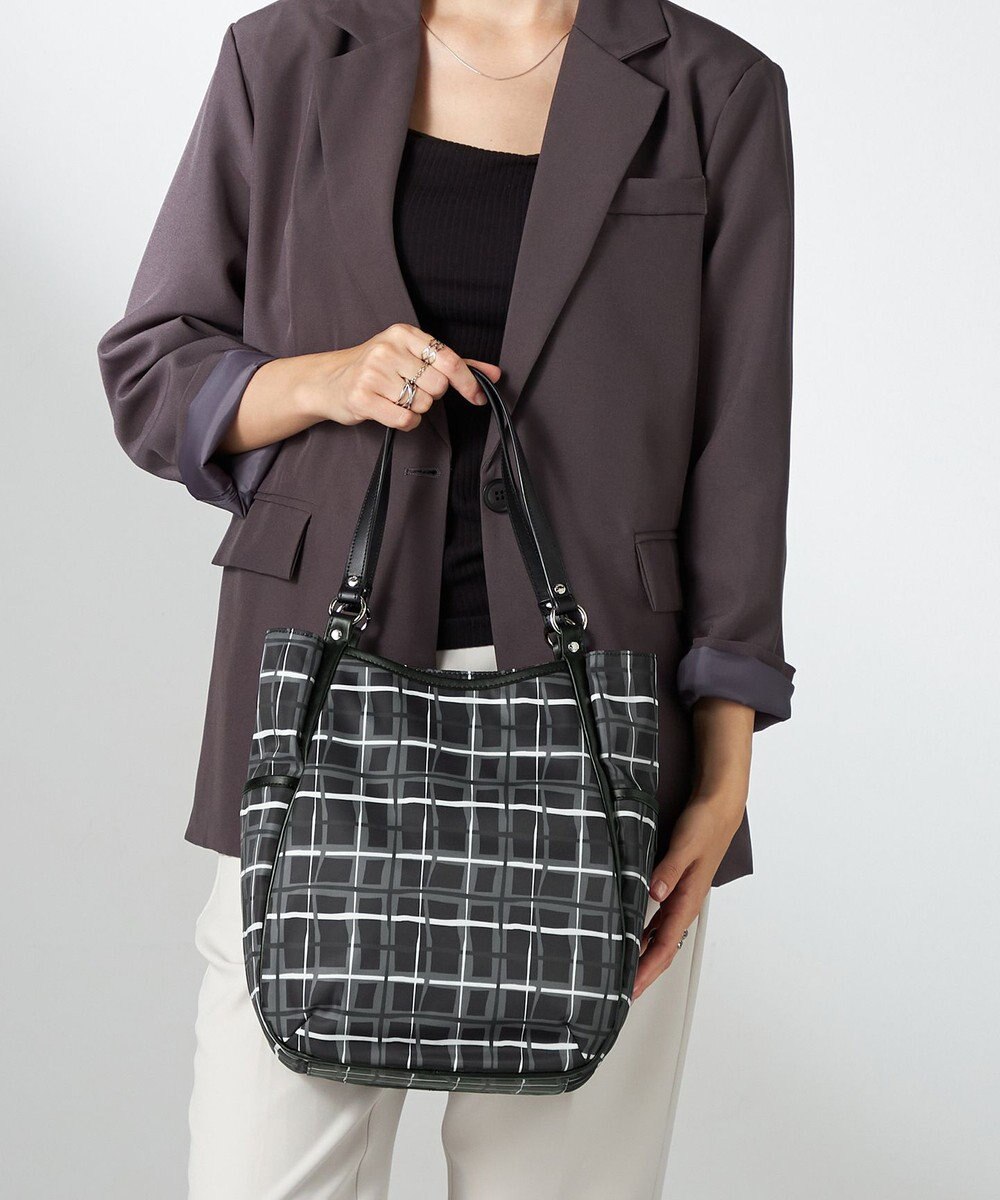 Y'SACCS ドローイングチェックトートバッグ 