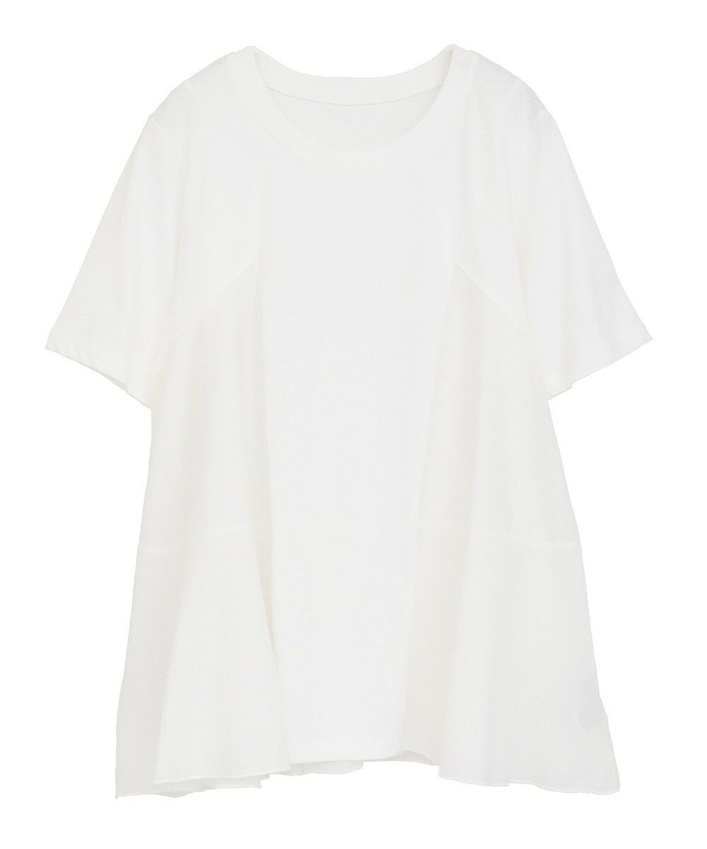 YECCA VECCA 【DOLL UP OOPS】異素材切替フレアートップス 