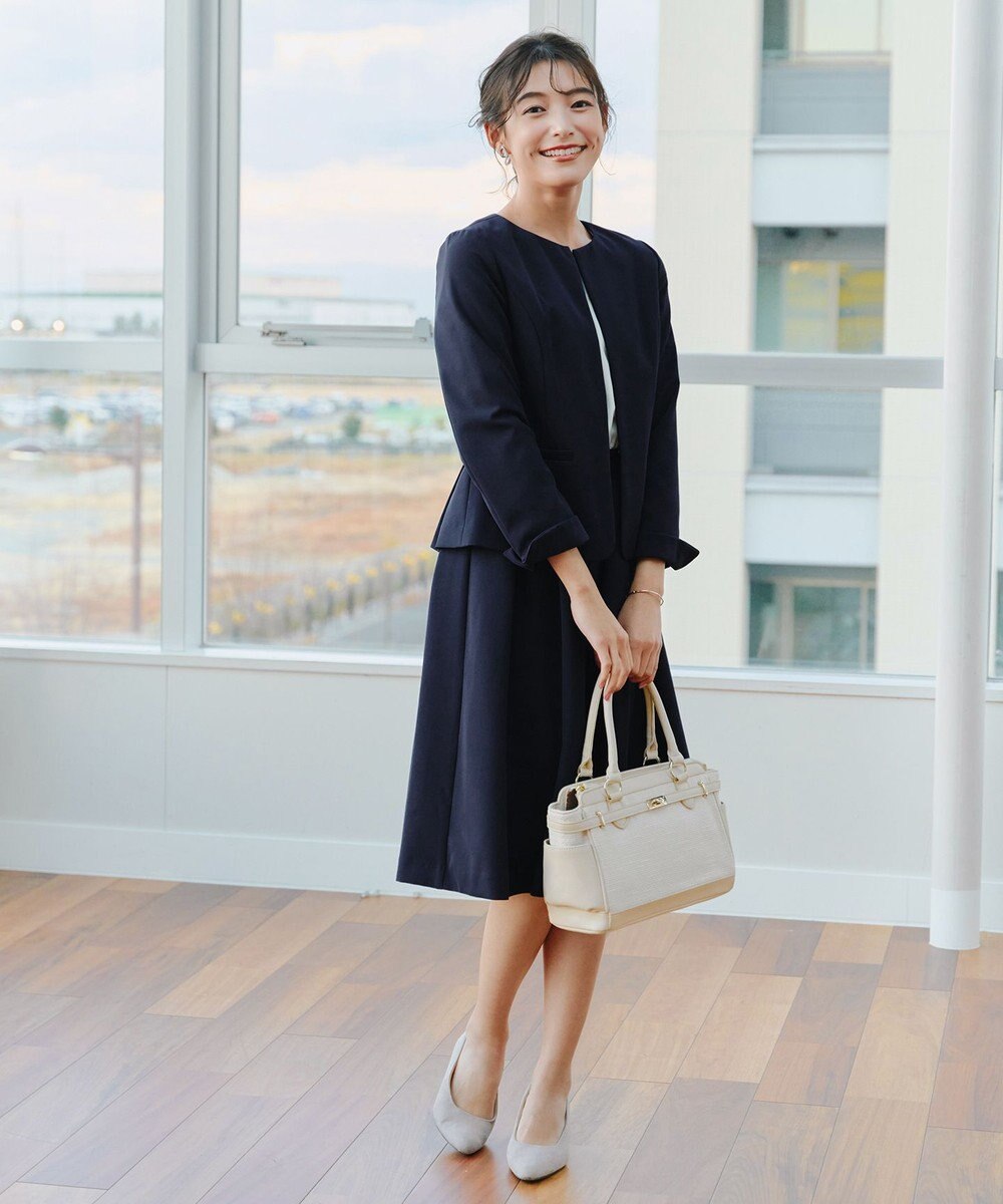 Tiaclasse L 【ダブルクロス・洗える】ノーカラージャケット 