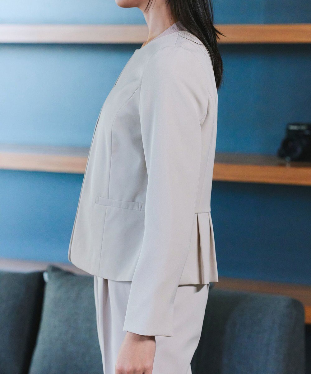 Tiaclasse L 【ダブルクロス・洗える】ノーカラージャケット 