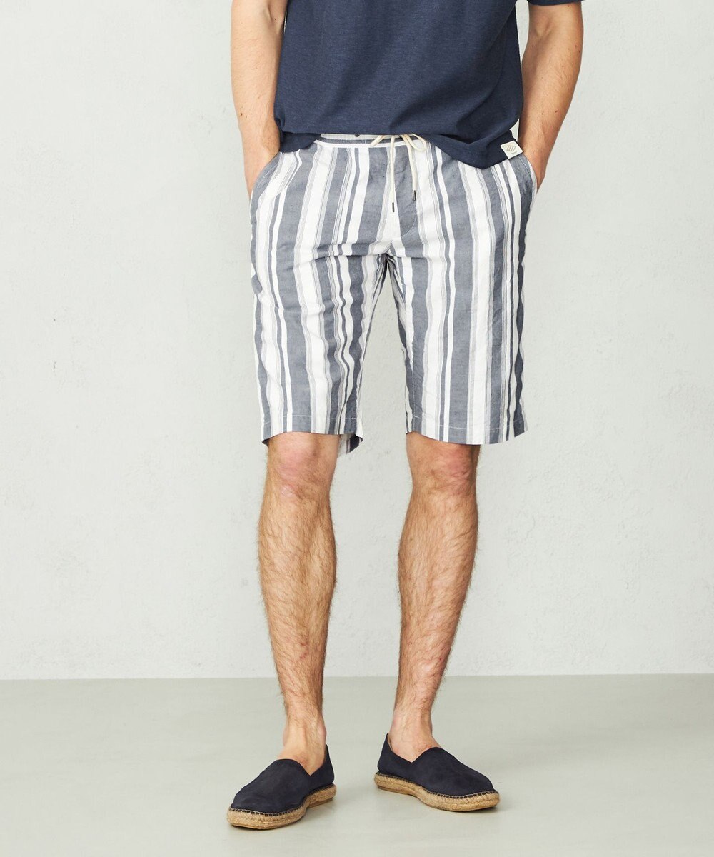 JOSEPH ABBOUD MOUNTAIN 【SPACE／UNISEX】JOE COTTONワイドストライプ ハーフパンツ 