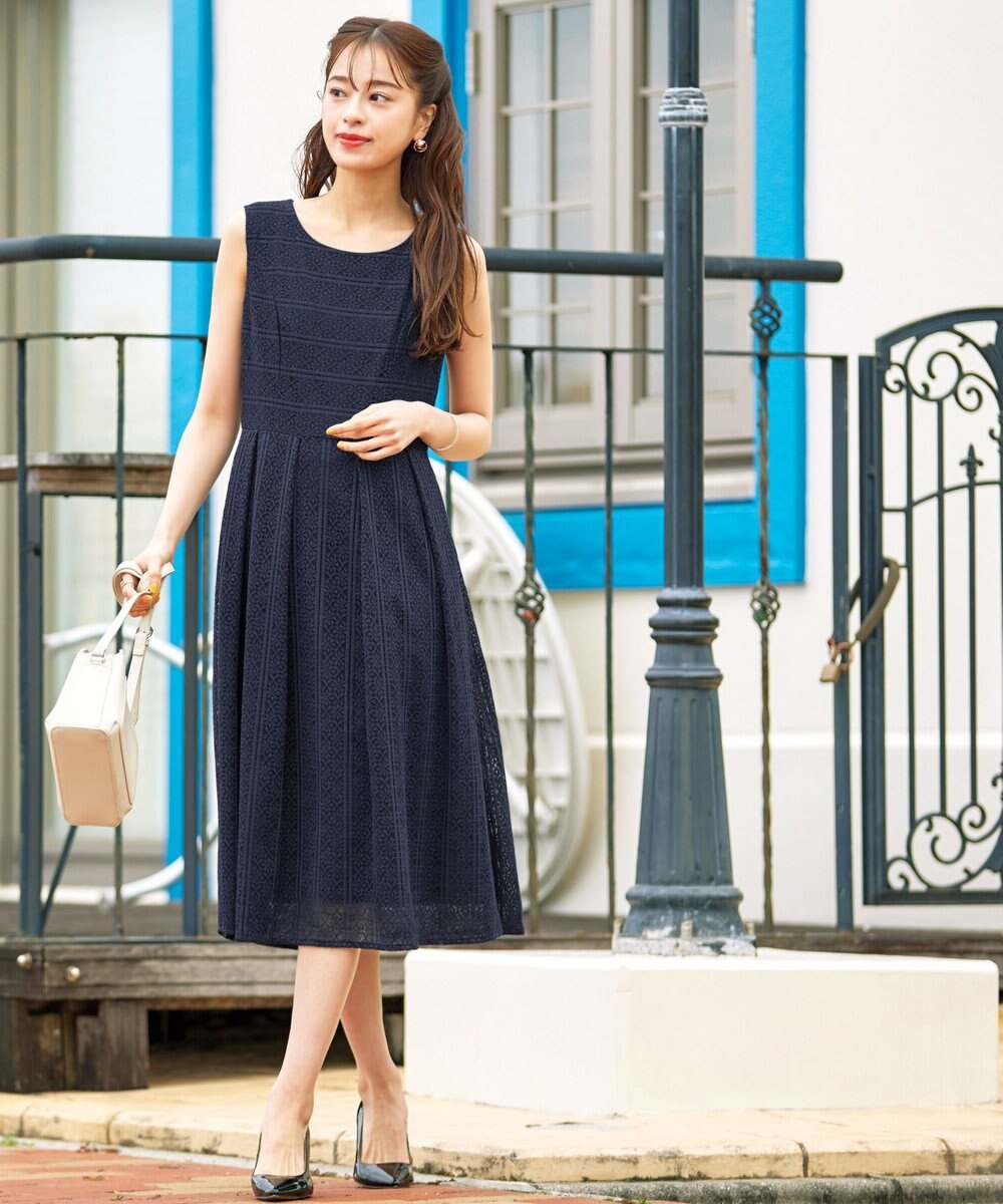 Tiaclasse 【新色追加・洗える】大人上品な総レースワンピース 