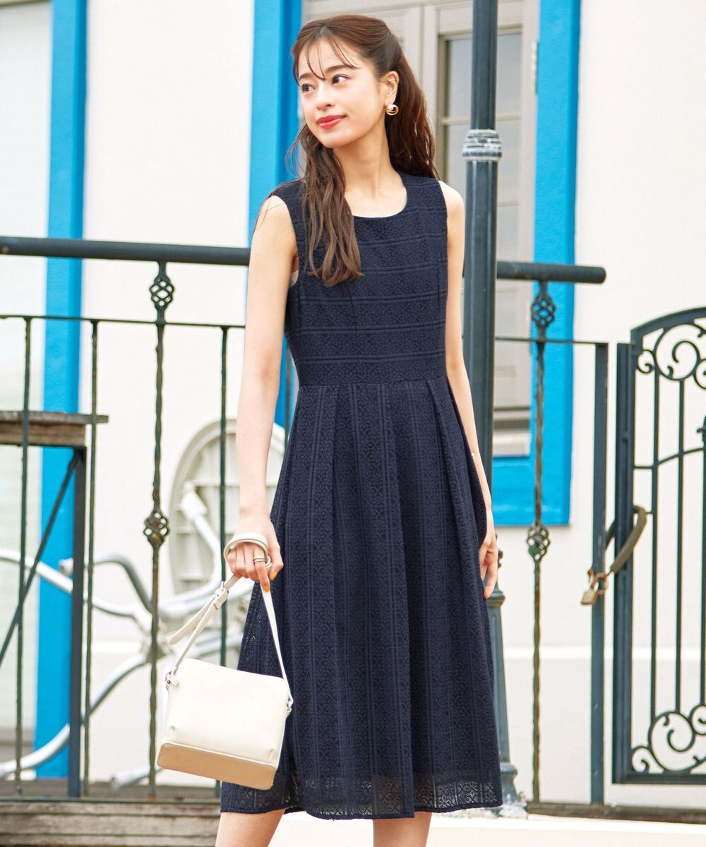 Tiaclasse 【新色追加・洗える】大人上品な総レースワンピース 