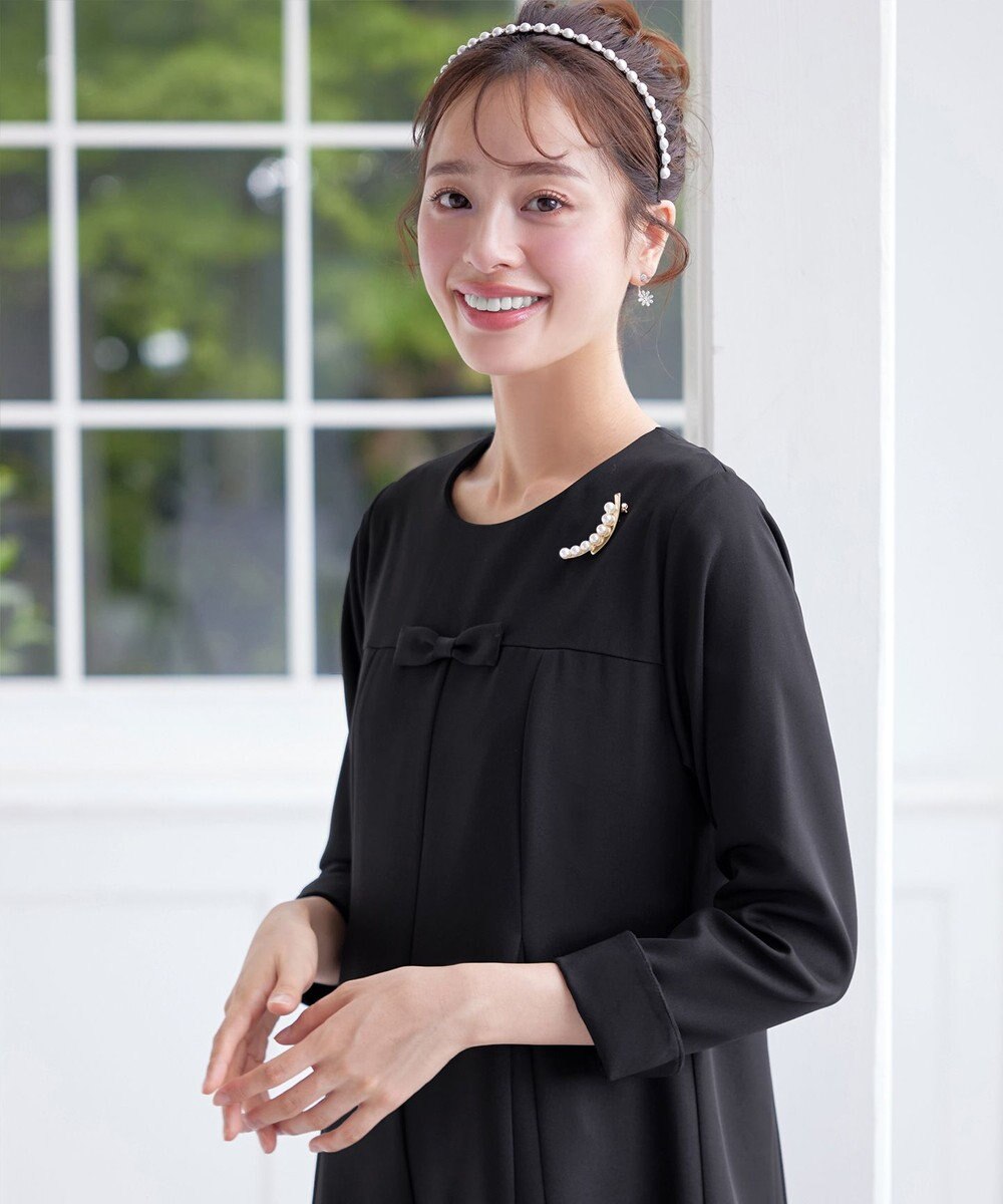 Tiaclasse L 【安田美沙子さん着用・洗える】フレアAラインリボンワンピース 