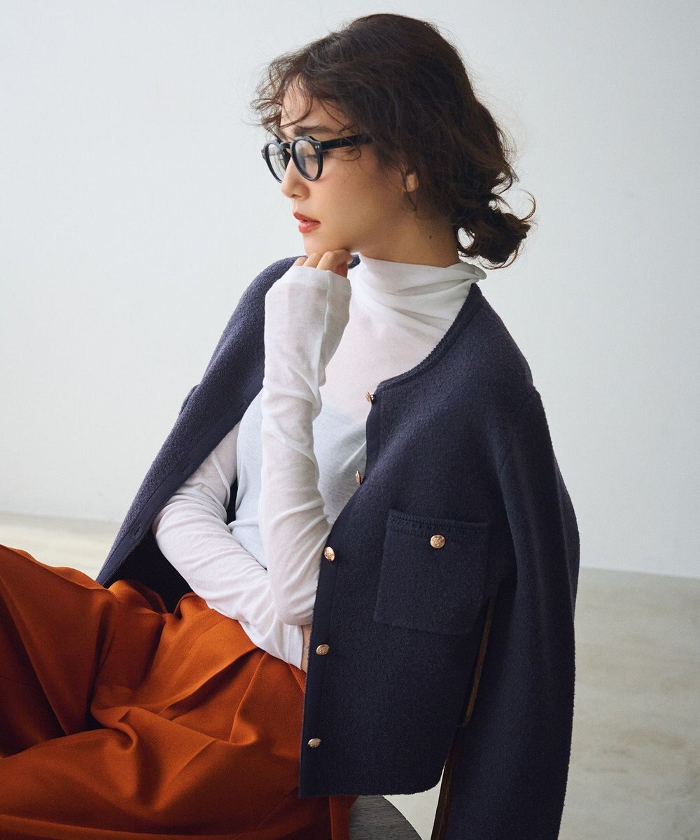 23区 S 【洗える】ミニブークレニット カーディガン 