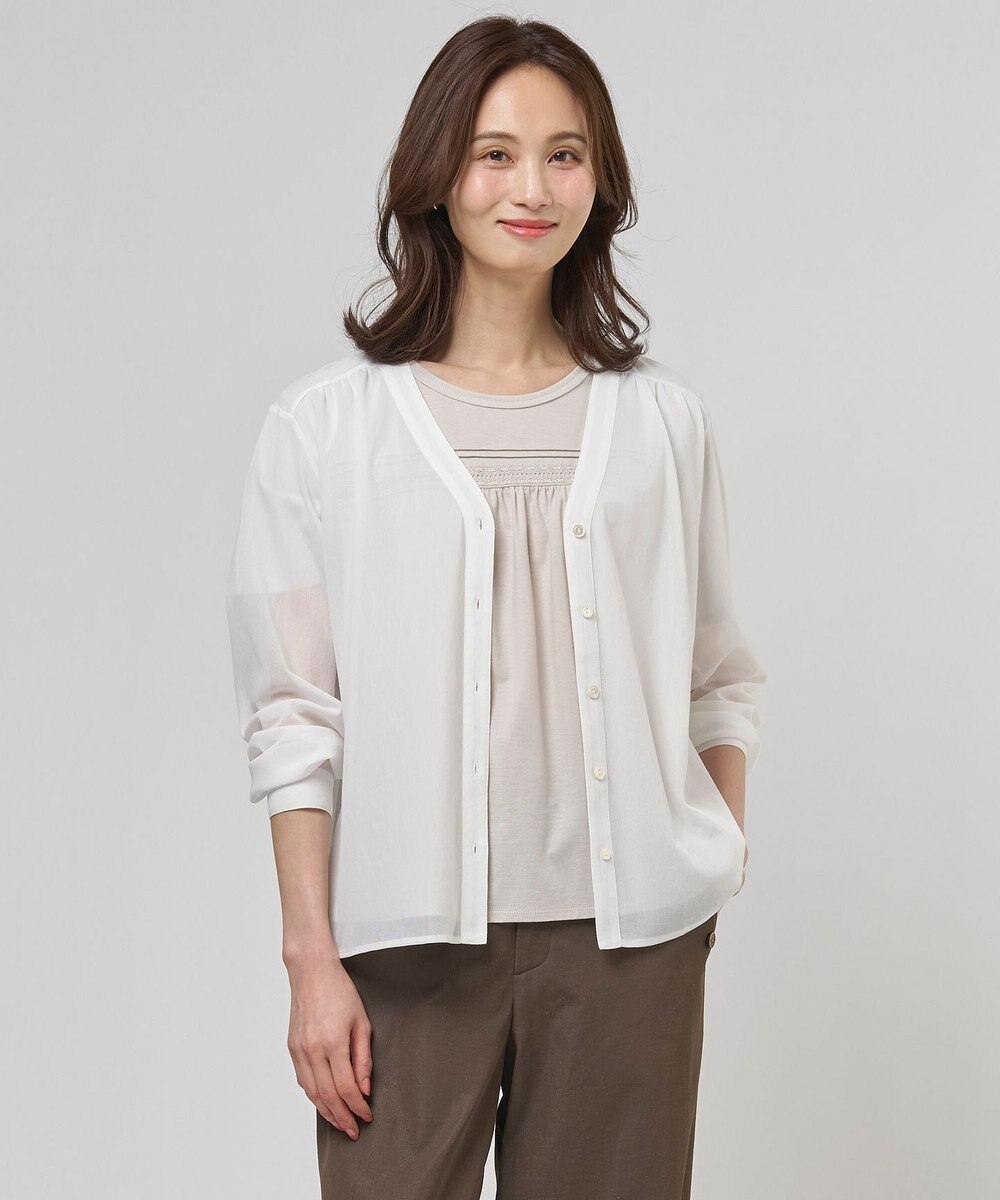 J.PRESS LADIES 【冷房対策に】シアードライトリコット Vネック カーディガン 